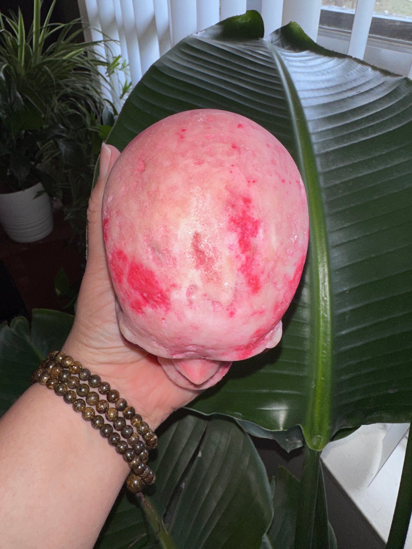 Pink Aragonite Crystal Skull