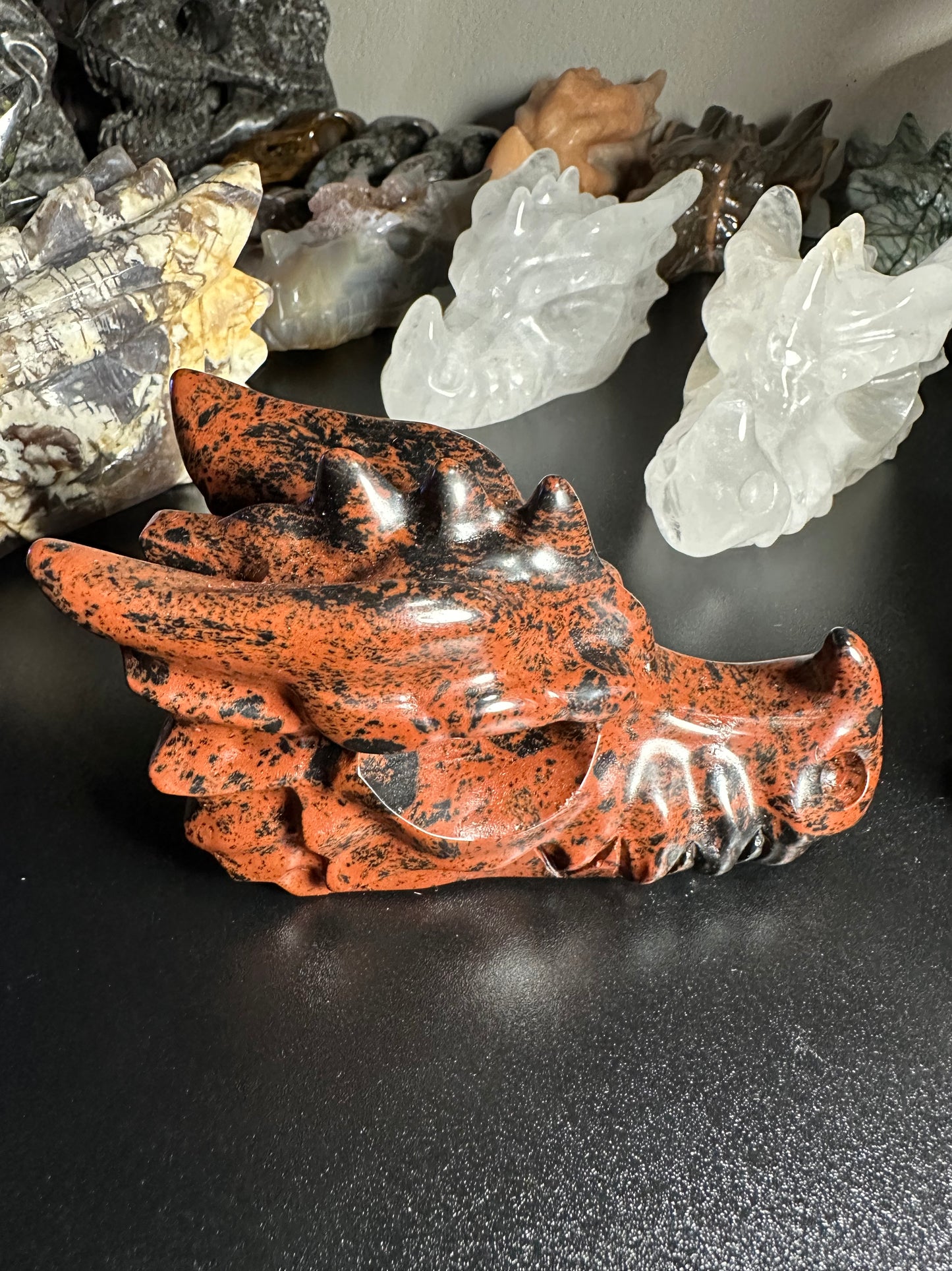 Mahogany Obsidian Dragon Skull