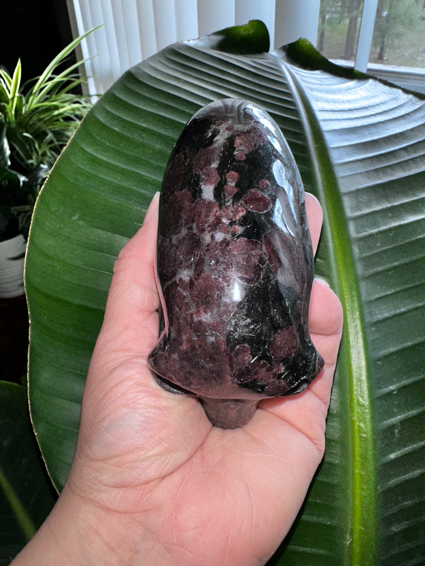 Garnet Elongated Alien Crystal Skull