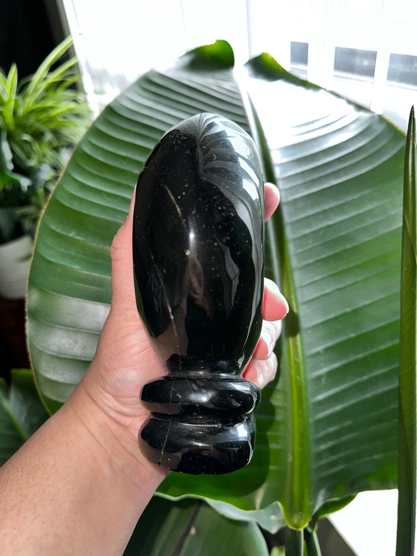 Black Obsidian Moon Skull