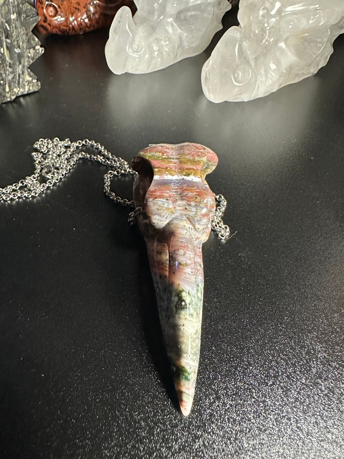 Ocean Jasper Crystal Raven Skull