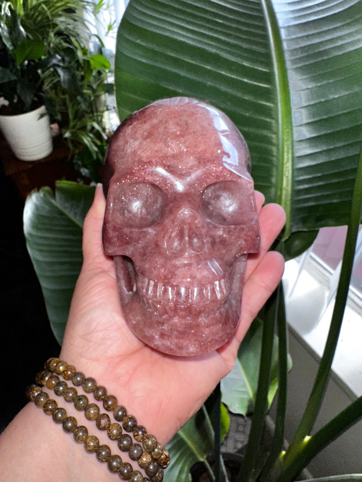 Strawberry Quartz Crystal Skull