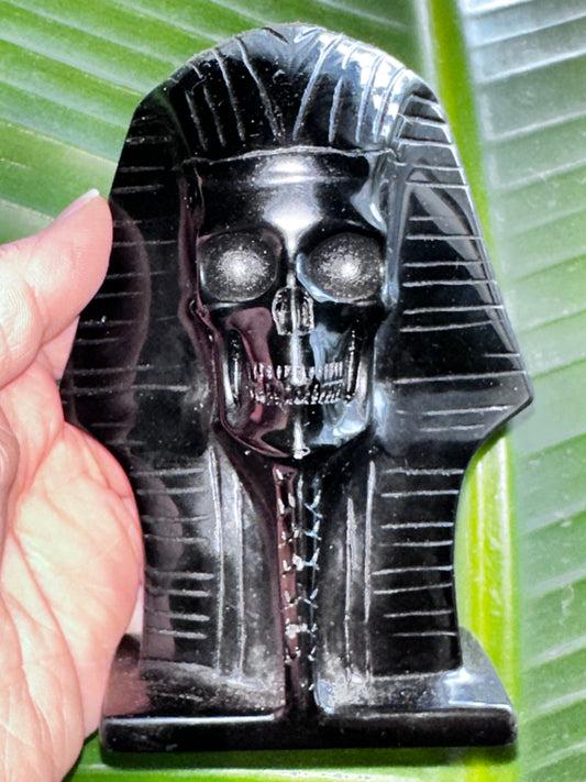 Black Obsidian Pharaoh Crystal Skull